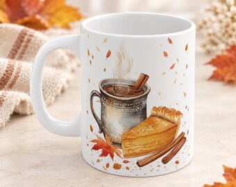 Pumpkin Pie Coffee Mug, Watercolor Fall Mug, Thanksgiving Hostess Gift
