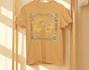 Camiseta botánica de Ginkgo Biloba – Camiseta minimalista con hojas de la naturaleza