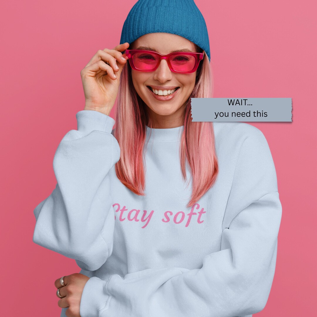 Stay Merch Stay Soft Sweatshirt Mental Health Sweatshirt Minimalist Quote Crewneck ...