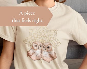 Camiseta Boho con Mandala de Búho, Camiseta Espiritual de Comfort Colors, Regalo para el Día de la Madre