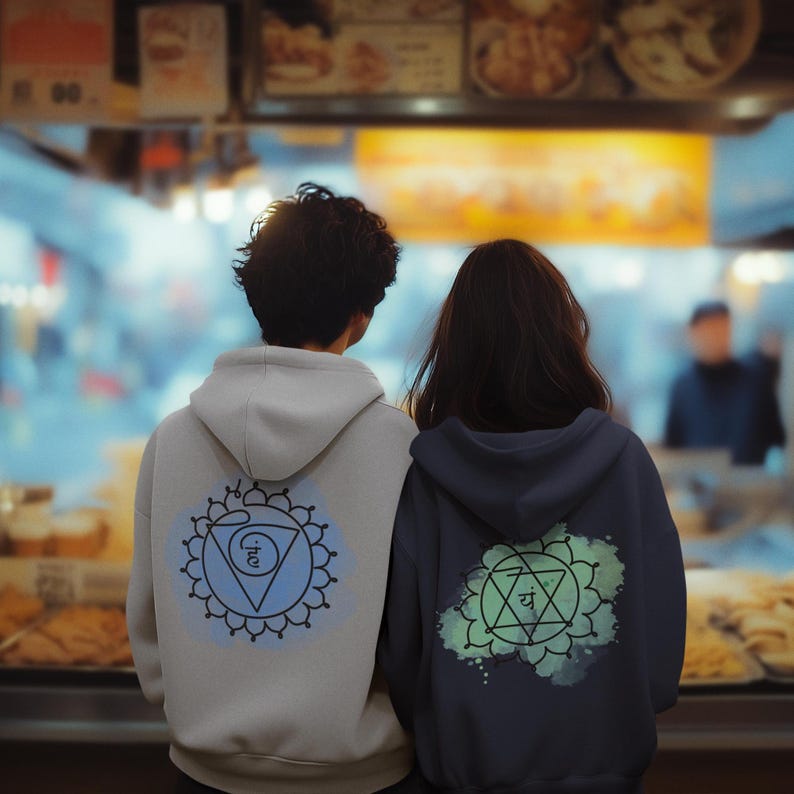 Unisex Zip Hoodie Throat Chakra, Mandala Sacred Geometry Hoodie image 4