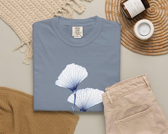 Camiseta botánica Camiseta para amantes de las plantas Camiseta de naturaleza Camiseta botánica Camiseta de plantas Camiseta para amantes de la naturaleza Camiseta de mujer con estampado de hoja de ginkgo