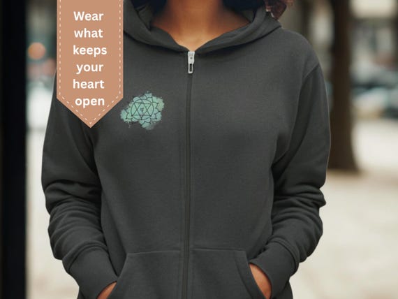 Unisex Zip Hoodie Heart Chakra, Sacred Geometry Mandala Hoodie