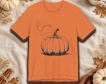 Minimalist Pumpkin Shirt, Line Art Fall T-Shirt