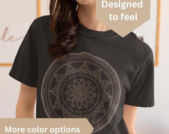Camiseta de mandala, geometría sagrada minimalista, unisex, de algodón