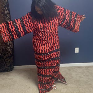 Red-and-black Ankara dress