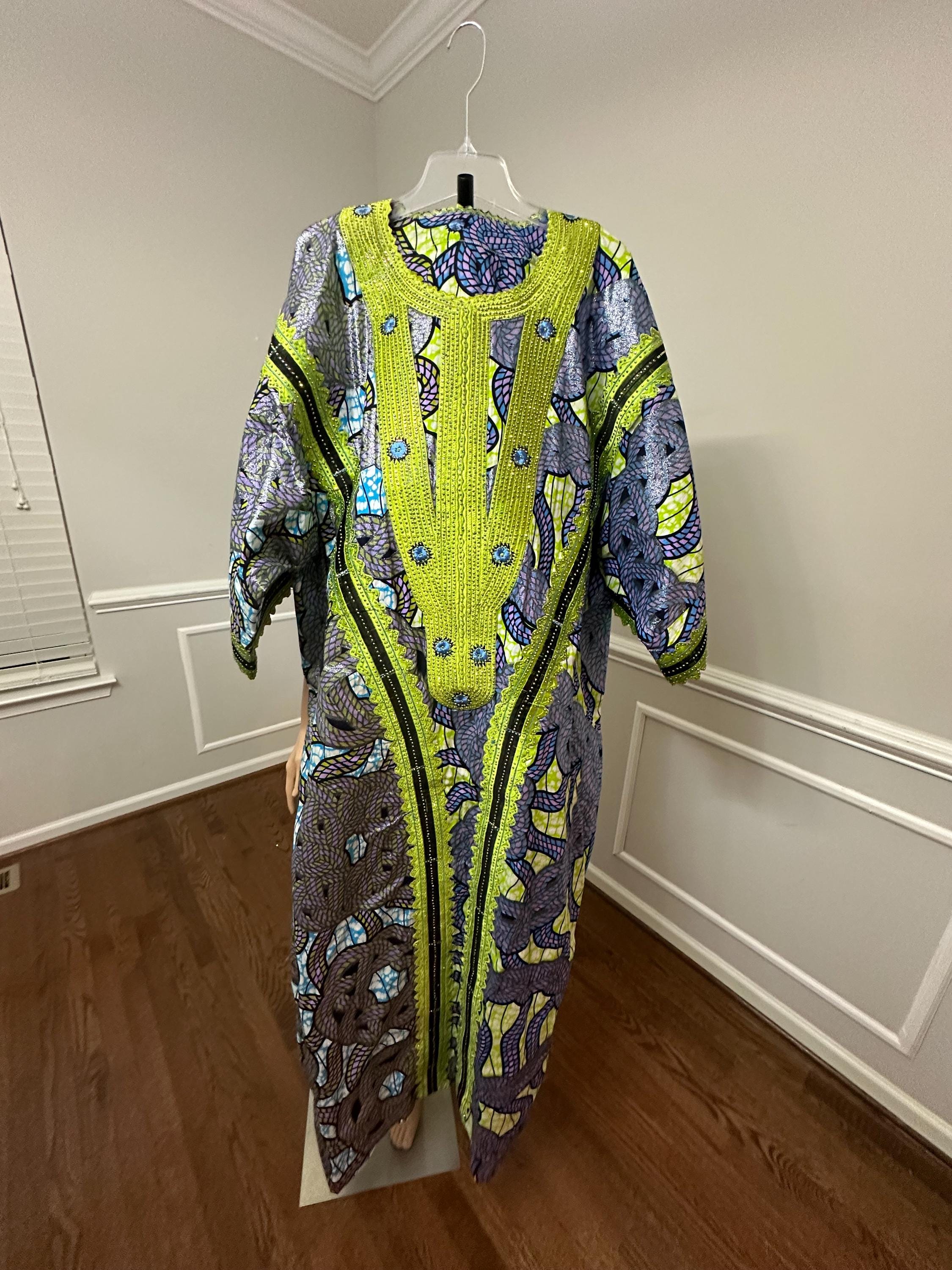 Green & Yellow Ankara Dress