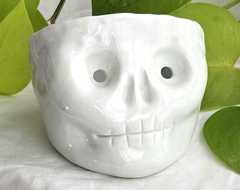 Skull Bowl - Functional 3.5" Porcelain Dish - Votive Candle Holder - Salt Cellar -  Functional Art