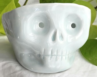 Skull Bowl - Functional  5" Porcelain Dish - Votive Candle Holder - Salt Cellar - Functional Art