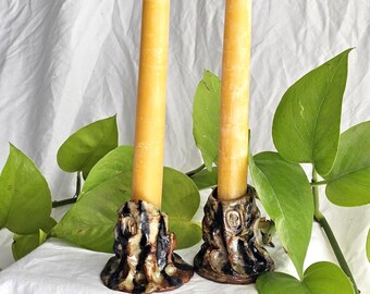 Candlestick Holders - Functional Soda-Fired Ceramic - Set of 2