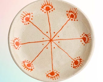 Evil Eye Decorative Dish - Hand-Painted Ceramic Ring Holder