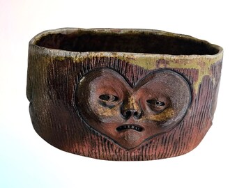 Heart Face Bowl - Sculptural, Functional Face Pottery - Serving Dish - Cachepot - Home Decor