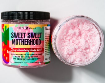 Sweet Sweet Motherhood | Hempseed Oil Strawberry Sugar Scrub | Funny Soap Gift for Mom | Inappropriate Baby Shower Gift | Skincare