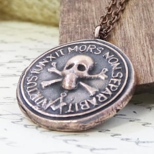 Jolly Roger Medallion Masonic Skull & Crossbones Necklace Freemason memento Mori pirate coin