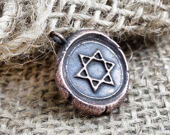 Star of David Pendant, Jewish Star Necklace, Star of David Necklace, Hanukkah Pendant, Judaica Necklace, Jewish Wax Seal, Bat Mitzvah Gift