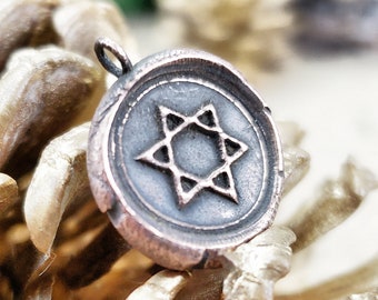 Jewish Star Necklace, Star of David Necklace, Hanukkah Pendant, Judaica Necklace Jewish Wax Seal Jewish Pendant Bar Mitzvah Bat Mitzvah Gift
