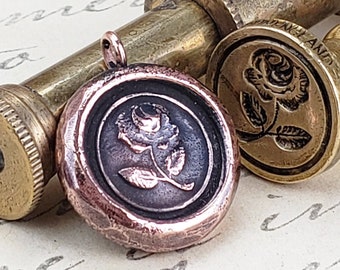 Rose Pendant Valentine's Day Gift for Girlfriend Gift Rose Necklace Wax Seal Jewelry Love Charm Talisman Long Distance Relationship Gifts