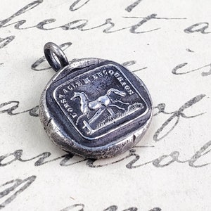 Stärke und Ausdauer Anhänger - Pferd Wachs Siegel Halskette in Französisch - ich werde durch Hindernisse ermutigt