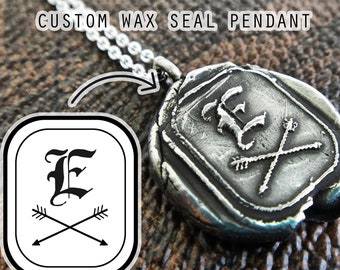 Family Crest Necklace Custom Wax Seal Jewelry Gift for First Communion, Gift for Bride, Gift for Baptism, Custom Image Jewelry Personalized