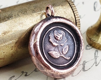 Rose Pendant - Romantic Girlfriend Gift - Rose Necklace - Wax Seal Jewelry - Love Charm