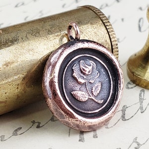 Rose Pendant - Romantic Girlfriend Gift - Rose Necklace - Wax Seal Jewelry - Love Charm
