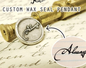 Custom Handwriting Necklace Gift for Bride Gift for Groom Wedding Anniversary Gift Personalized Wax Seal Necklace Custom Coordinates Jewelry