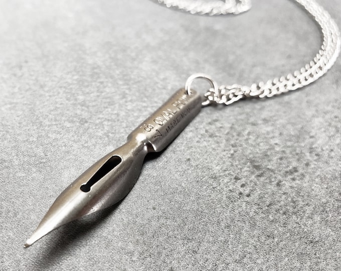Antique Fountain Pen Nib Necklace- Gifts for Writers and Shakespeare Lovers
