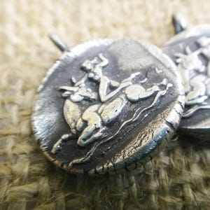 Greek Mythology Silver Antique Wax Seal Pendant Necklace - Mithras and the Bull