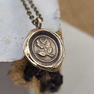 Rose Pendant - Romantic Girlfriend Gift - Rose Necklace - Wax Seal Jewelry - Love Charm