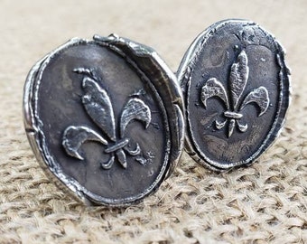 Boutons De Manchette Victorien / Édouardien - Fleur De Lis Ton Or (Occasion)