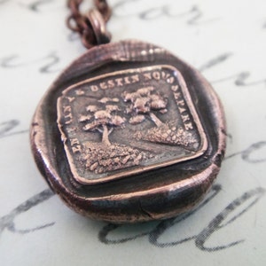 Goodbye Gift - Destiny Separates Us - French Wax Seal Pendant - Gold Bronze Necklace