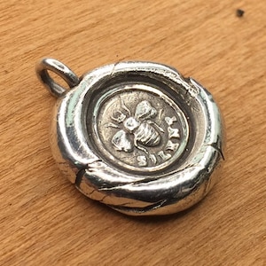 Bumble Bee - Bee Silent Charm - Wax Seal Jewelry - Silence is Golden - Teacher Gift - Buzz Necklace Rebus