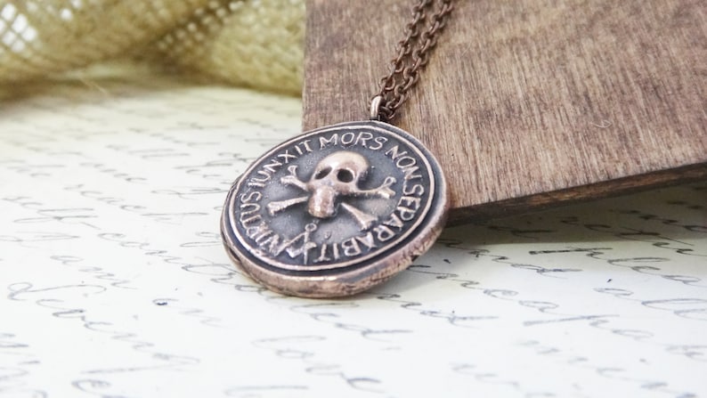 Jolly Roger Medallion Pirate Gold Coin Necklace Freemason Wax Seal Jewelry Necklace Men S Necklace - 