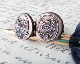 Lion Rampant Cufflinks: Wax Seal, Heraldic Jewelry