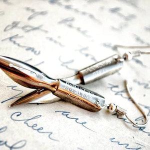 Fountain Pen Nib Jewelry, Pen Nib Earrings, Gift for English Lit Grad Student, Teacher Gift, Steampunk Earrings Unique Gift for Writers