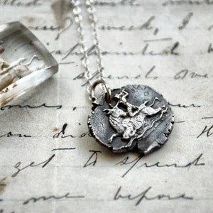 Europa and Zeus Greek Mythology Silver Antique Wax Seal Pendant Necklace