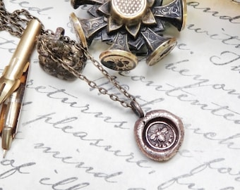 Bee Pendant - Bumble Bee Necklace - Wax Seal Pendant - Bee Silent - Silence Is Golden - Teacher Gift - Silver, Copper and Bronze