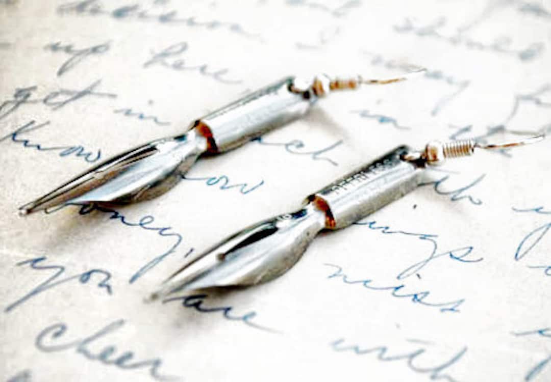 Antique Fountain Pen Nib Earrings Gifts for Writers and Shakespeare