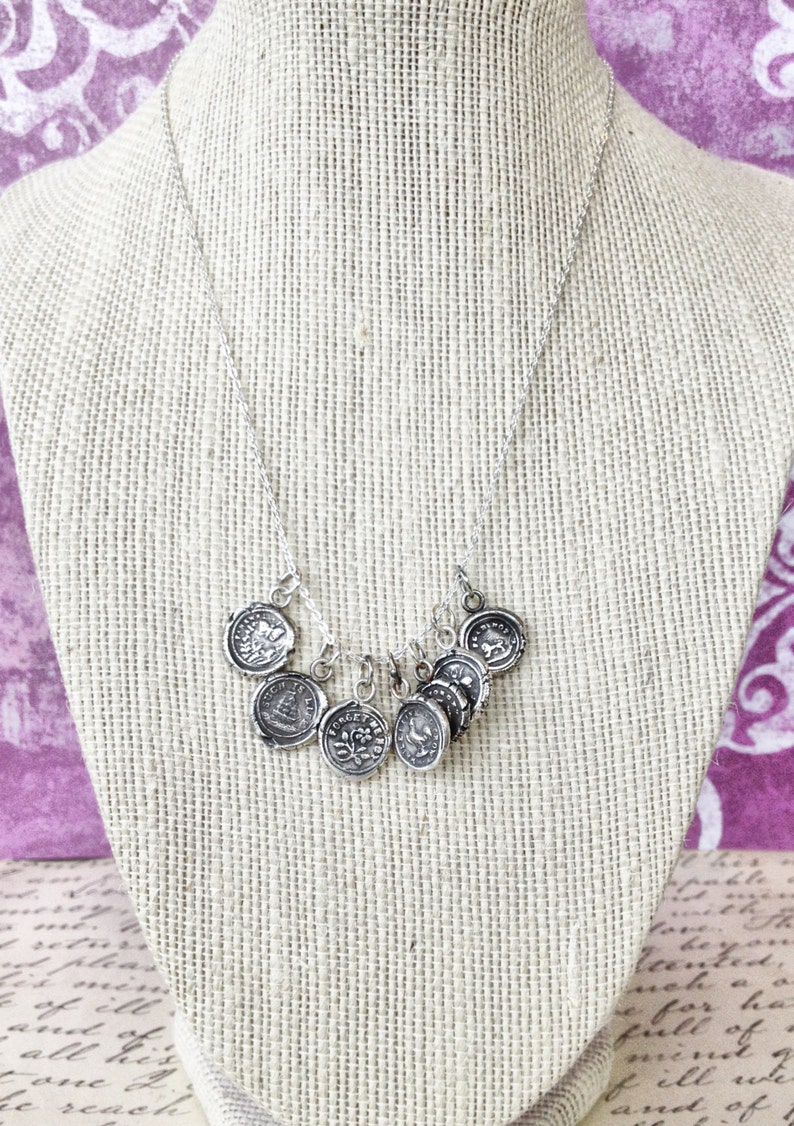 Ship Pendant Antique Wax Seal Necklace in Fine Silver Etsy