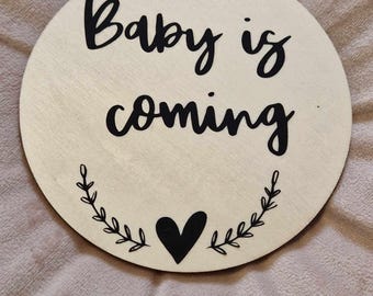 Carte en bois annonce de grossesse