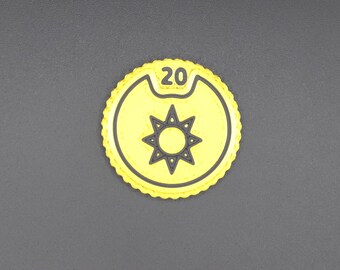 MTG Spin Counter 1–20: Sun/White Mana TCG/Tabletop Gaming Accessory