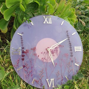 Unique Wall Clock with Real Flowers – Handmade Resin Art – Best Gift for Mom – Floral Cottagecore Home Decor image 8