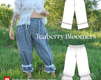 Teaberry Bloomer PDF Sewing pattern | Beginner Sewing Pattern | Balloon Pants | Bloomer Pants | Double Ruffle Waistband