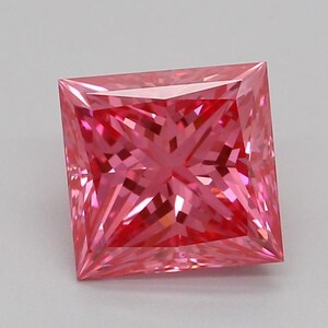 Lab Grown Diamond 1.07 Cts IGI Certified Princess Brilliant Cut Fancy PINK Color VS1 Clarity Diamond Lab Created Round CVD Diamond