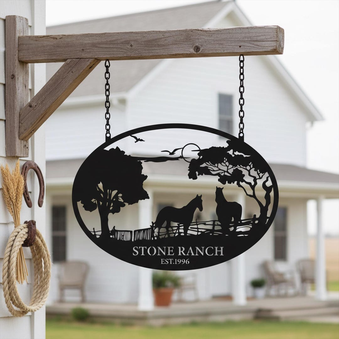 Custom Ranch Horse Metal Sign, Horse Ranch Hanging Decor, Custom Ranch ...