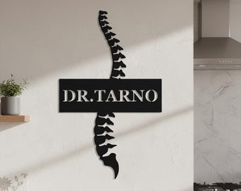 Aangepaste chiropractor wervelkolom metalen bord, wervelkolom silhouet chiropractor naam muur decor, wervelkolom ontwerp medisch kantoor decor, chiropractie geschenken