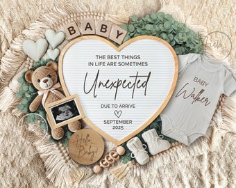 Digital Pregnancy Announcement for Social Media,Gender Neutral Announcement,Editable Letter Board Pregnancy,Instant Download.