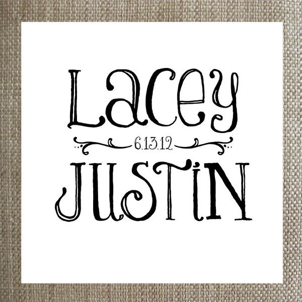 Monogram Wedding Wood Handle Stamp