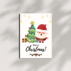 Biglietto di auguri di Natale, Biglietto di auguri, Biglietto di auguri di Natale, Biglietto di auguri di Natale, Babbo Natale / Stampabile, Download immediato