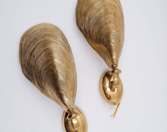 Pair of Bronze Mussel Shell by Maison Jansen Sconces - 1970s